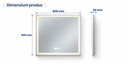 OGLINDA BAIE ATLANTIS PATRATA, LED 3 CULORI, 60X60 CM, FUNCTIE DEZABURIRE, INTRERUPATOR TOUCH