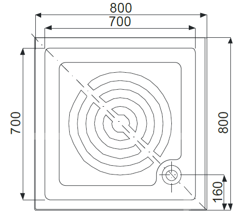 CADITA DUS 'RONDO' PATRATA 80X80 CM