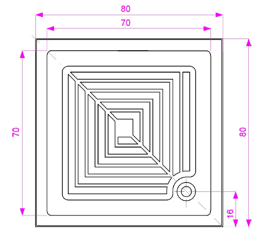 CADITA DUS "QUADRA" PATRATA 80X80 CM