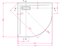 CADITA SLIM CELESTA GREY SEMIROTUNDA 90X90 CM