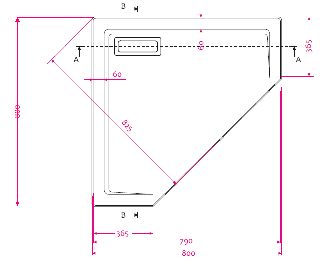 CADITA SLIM CELESTA GREY PENTAGONALA 80X80 CM
