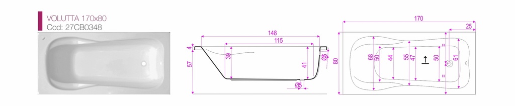 CADA DREAPTA VOLUTTA 170X80 CM