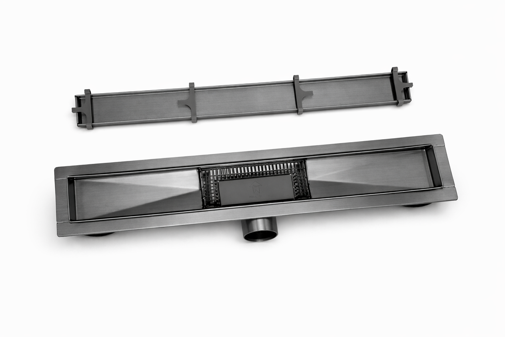 RIGOLA DUS REVERSIBILA GRAPHITE,OTEL INOXIDABIL 1.2 MM,DEBIT HIGH FLOW 50 L/MIN, 50 CM, GUN METAL