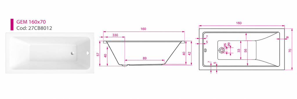 CADA DREAPTA GEM 160X70 CM