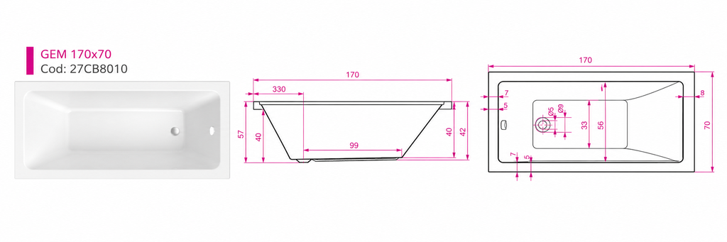 CADA DREAPTA GEM 170X70CM