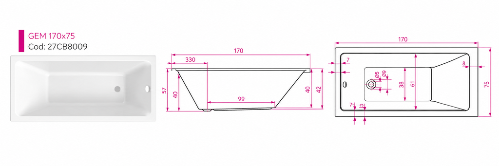 CADA DREAPTA GEM 170X75 CM