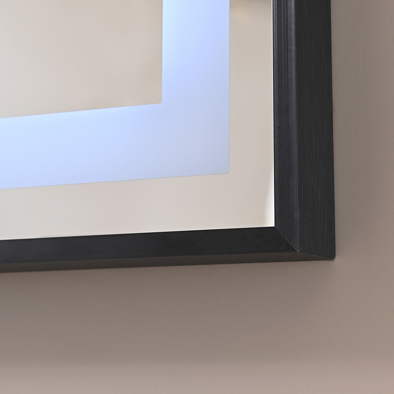 OGLINDA BAIE INFINITY ILUM LED 3 CULORI 120X60 CM  RAMA ALUMINIU NEAGRA FUNCTIE DEZABUR