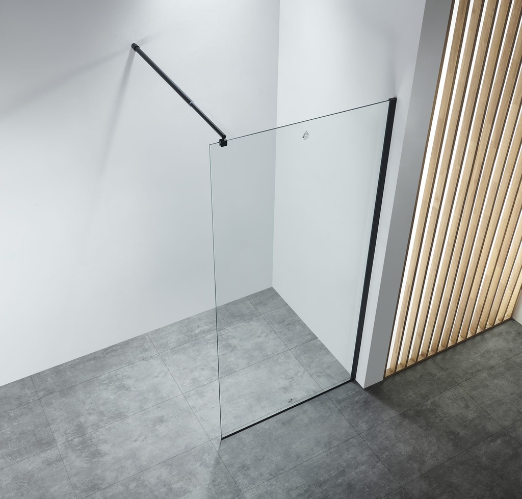 PARAVAN DUS WALK IN INFINITY 900x2000 MM, PROFIL NEGRU MAT, STICLA SECURIZATA 8 MM,  NANOGLASS