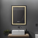 OGLINDA BAIE INFINITY ILUM LED 3 CULORI 60X80 CM  RAMA ALUMINIU NEAGRA FUNCTIE DEZABUR.