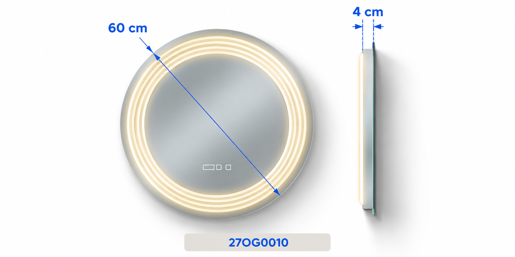 OGLINDA BAIE CRONOS ILUMINARE LED 3 CULORI 60X60 CM FUNCTIE DEZABURIRE INTRERUPATOR TOUCH