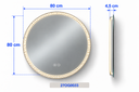 OGLINDA BAIE HELIOS, ILUMINARE LED 3 CULORI, 80X80 CM, FUNCTIE DEZABURIRE,SENZOR MISCARE