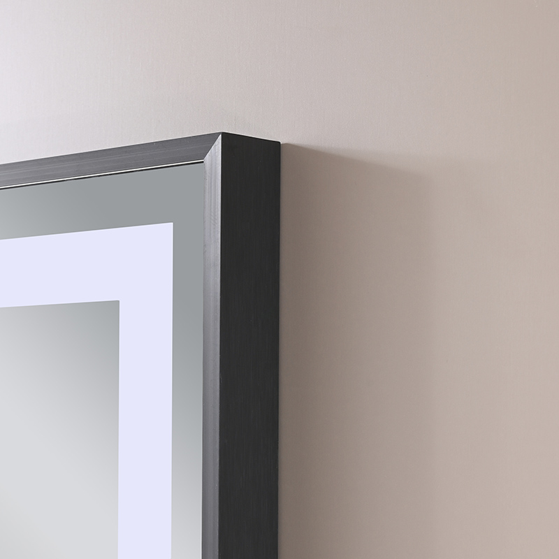 OGLINDA BAIE INFINITY ILUM LED 3 CULORI 60X80 CM  RAMA ALUMINIU NEAGRA FUNCTIE DEZABUR.