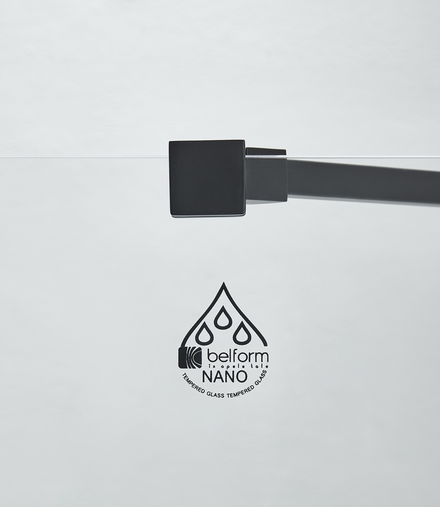 PARAVAN CADA (LxH)80x140CM, STICLA SECURIZATA 6MM, TRATAMENT NANOGLASS, PROFIL NEGRU (MATT BLACK), PORTPROSOP