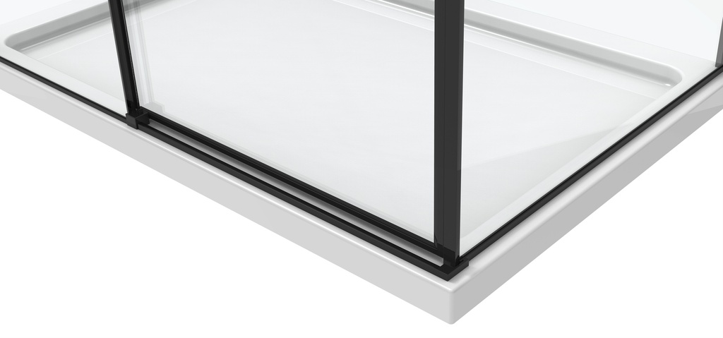 PARAVAN DUS 120X90X200 DREPTUNGHI PROFIL NEGRU MAT 1 USA CULIS GEAM 6 MM D NEGRE