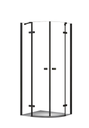 PARAVAN DUS 90X90X200 SEMIROTUND PROFIL NEGRU MAT 2 USI BATANTE GEAM CLAR 6 MM