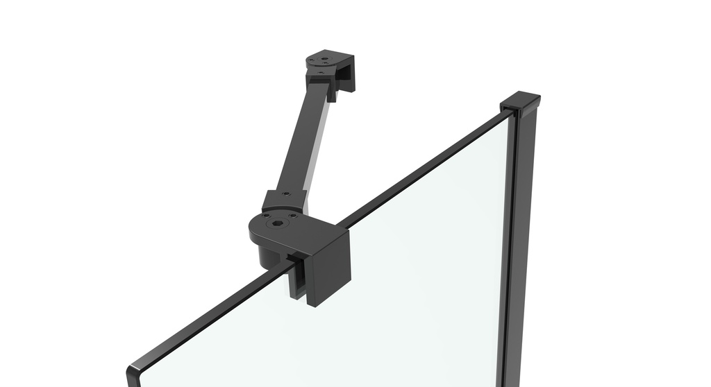 PARAVAN DUS 80X80X200 SEMIROTUND PROFIL NEGRU MAT 2 USI BATANTE GEAM CLAR 6 MM