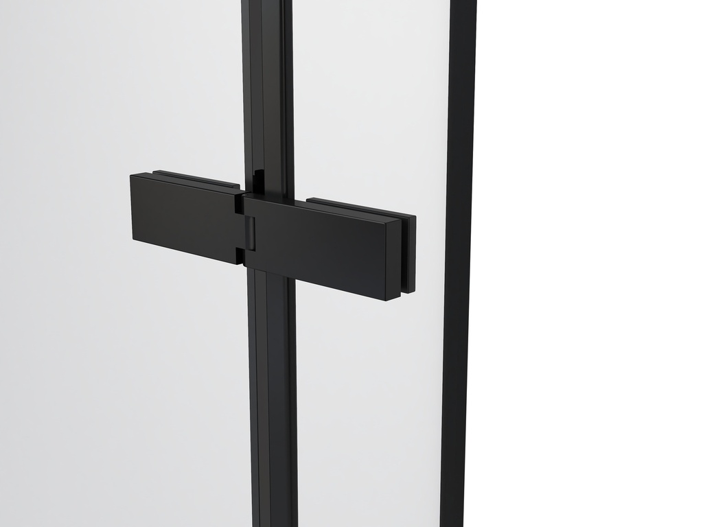 PARAVAN DUS 80X80X200 SEMIROTUND PROFIL NEGRU MAT 2 USI BATANTE GEAM CLAR 6 MM