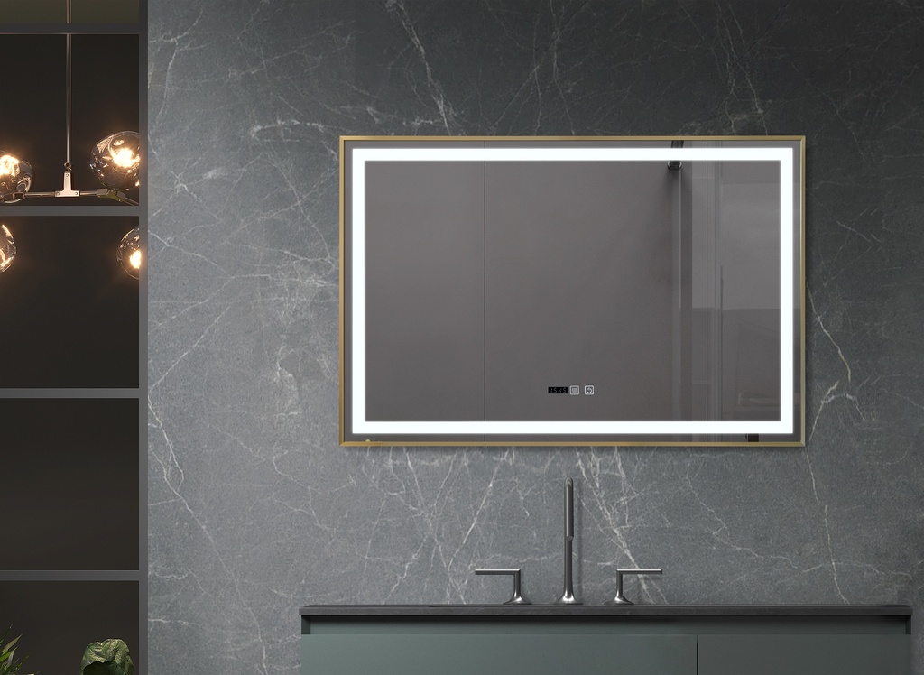OGLINDA BAIE FORTUNA, ILUM LED 3 CULORI, 120X80 CM, RAMA AURIE FUNCT DEZAB, INTRERUP TOUCH,CEAS