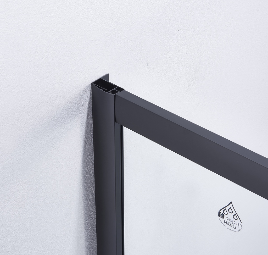 PARAVAN DUS INFINITY 90X90X185 CM,PATRAT,PROFIL NEGRU MAT, 2 USI CULISANTE,GEAM  5MM,NANOGLASS