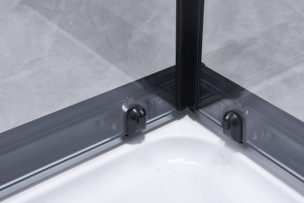 PARAVAN DUS INFINITY 90X90X185 CM,PATRAT,PROFIL NEGRU MAT, 2 USI CULISANTE,GEAM  5MM,NANOGLASS