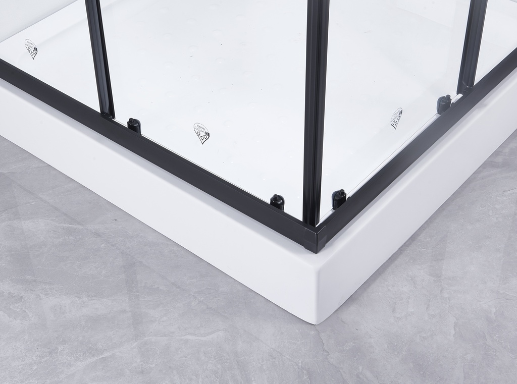 PARAVAN DUS INFINITY 80X80X185 CM,PATRAT,PROFIL NEGRU MAT, 2 USI CULISANTE,GEAM  5MM,NANOGLASS