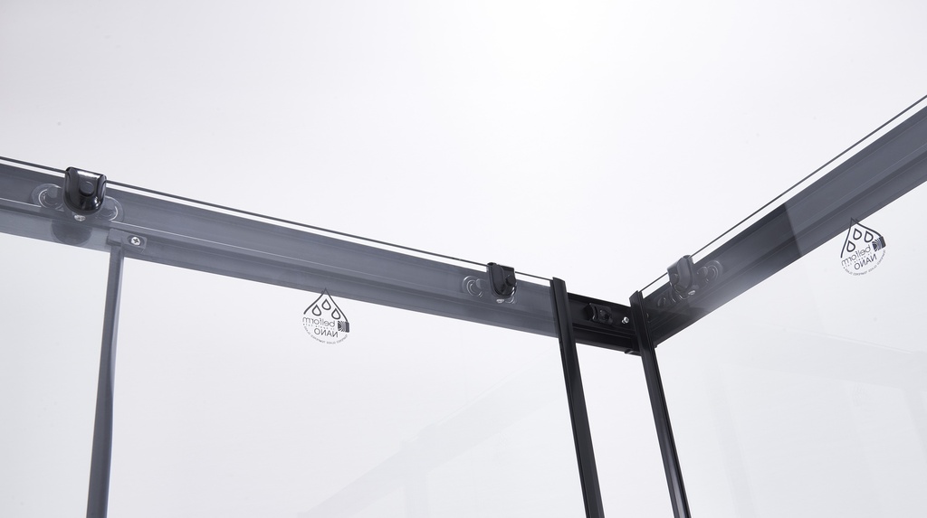 PARAVAN DUS INFINITY 80X80X185 CM,PATRAT,PROFIL NEGRU MAT, 2 USI CULISANTE,GEAM  5MM,NANOGLASS