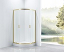 PARAVAN DUS FORTUNA 90X90X185 CM,SEMIROTUND,PROFIL AURIU, 2 USI CULISANTE,GEAM  5MM,NANOGLASS