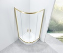 PARAVAN DUS FORTUNA 90X90X185 CM,SEMIROTUND,PROFIL AURIU, 2 USI CULISANTE,GEAM  5MM,NANOGLASS