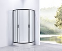 PARAVAN DUS INFINITY 90X90X185 CM,SEMIROTUND,PROFIL NEGRU MAT,2 USI CULISANTE,GEAM 5MM,NANOGLASS