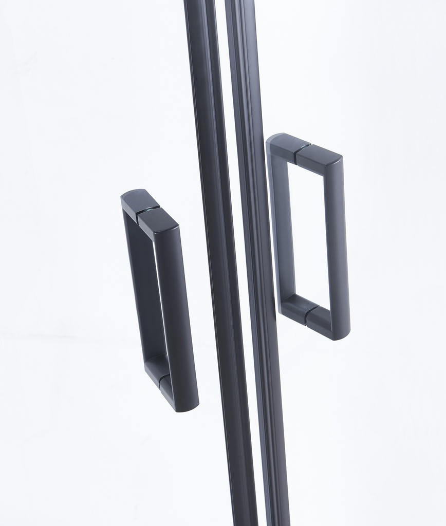 PARAVAN DUS INFINITY 90X90X185 CM,SEMIROTUND,PROFIL NEGRU MAT,2 USI CULISANTE,GEAM 5MM,NANOGLASS