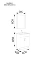 MOBILIER DE BAIE MDF ALB 600X460X850 MM (FARA LAVOAR)