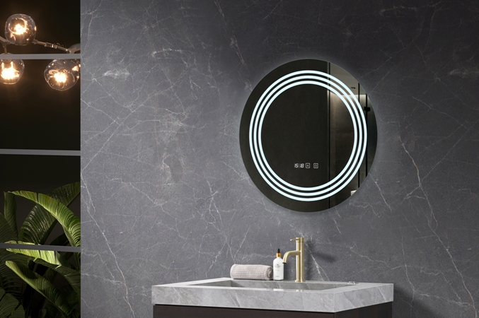 OGLINDA BAIE CRONOS ILUMINARE LED 3 CULORI 60X60 CM FUNCTIE DEZABURIRE INTRERUPATOR TOUCH