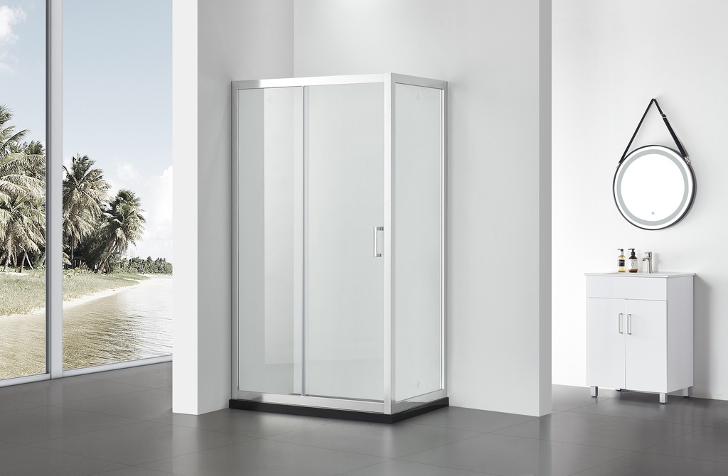 PARAVAN DUS CLEAR 110X70 DREPTUNGHIULAR PROFIL CROMAT CULISANT GEAM 6 MM
