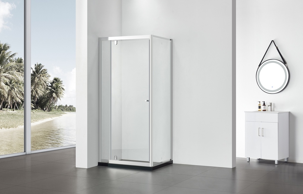 PARAVAN DUS CLEAR 90X70 DREPTUNGHIULAR PROFIL CROMAT USA BATANTA GEAM 6 MM