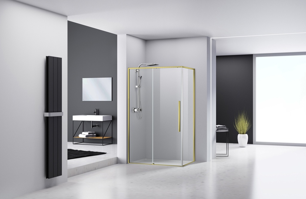 PARAVAN DUS FORTUNA 120X80X195 CM DREPTUNGHI PROFIL AURIU 1 USA CULIS GEAM CLAR 6 MM