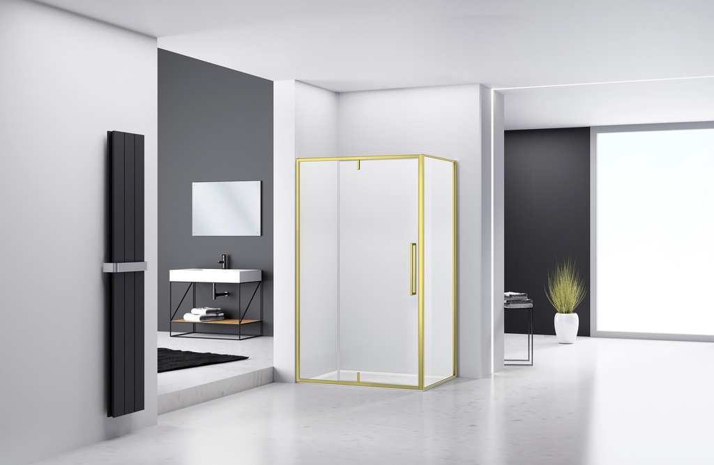 PARAVAN DUS FORTUNA 120X80X195 CM DREPTUNGHI PROFIL AURIU1 USA BATA GEAM CLAR 6 MM