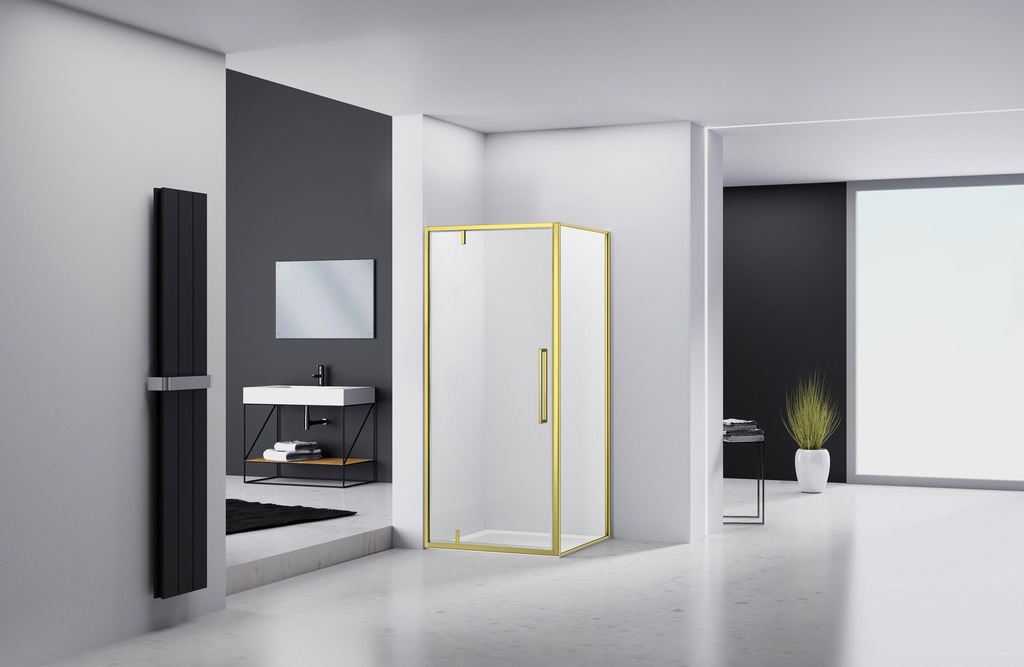 PARAVAN DUS FORTUNA 90X90X195 CM PATRAT PROFIL AURIU 1 USA BATA GEAM CLAR 6 MM TRATAT