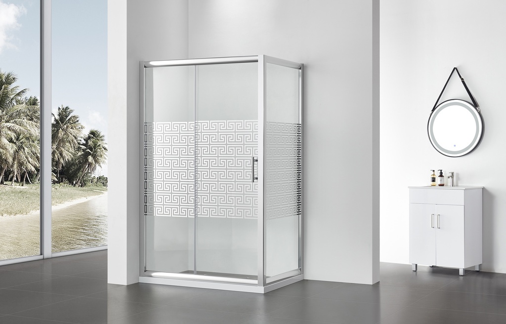 PARAVAN DUS MAZE 120X80 DREPTUNGHIULAR PROFIL CROMAT CULISARE GEAM 6 MM