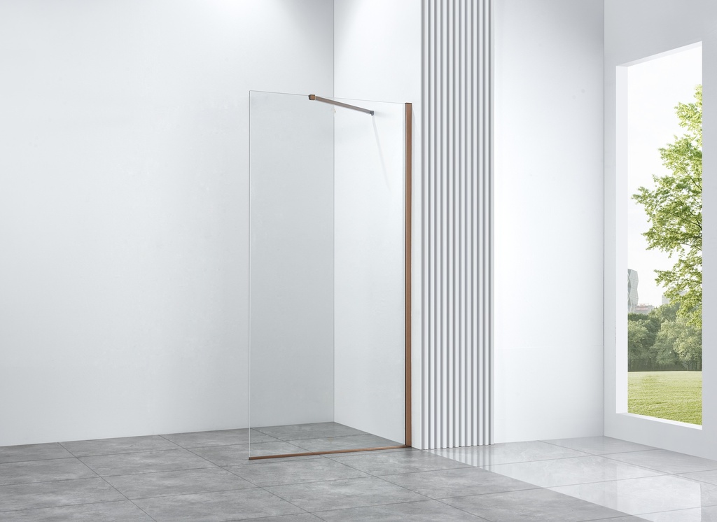 PARAVAN DUS  WALK IN HELIOS 600x2000 MM,PROFIL CUPRU, STICLA SECURIZATA 8 MM,  NANOGLASS