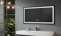 [27OG0002] OGLINDA BAIE INFINITY ILUM LED 3 CULORI 120X60 CM  RAMA ALUMINIU NEAGRA FUNCTIE DEZABUR