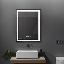 [27OG0001] OGLINDA BAIE INFINITY ILUM LED 3 CULORI 60X80 CM  RAMA ALUMINIU NEAGRA FUNCTIE DEZABUR.