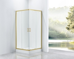 [27CB1815_GCL] PARAVAN DUS FORTUNA 80X80X185 CM, PATRAT, PROFIL AURIU, 2 USI CULISANTE, GEAM CLAR 5 MM, TRATAT NANOGLASS