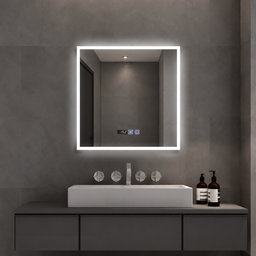 [27OG0030] OGLINDA BAIE ATLANTIS PATRATA, LED 3 CULORI, 60X60 CM, FUNCTIE DEZABURIRE, INTRERUPATOR TOUCH