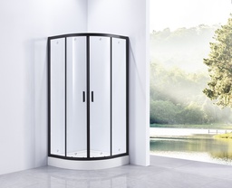 [27CB1924_GCL] PARAVAN DUS INFINITY 90X90X185 CM,SEMIROTUND,PROFIL NEGRU MAT,2 USI CULISANTE,GEAM 5MM,NANOGLASS