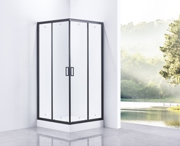 [27CB1814_GCL] PARAVAN DUS INFINITY 80X80X185 CM,PATRAT,PROFIL NEGRU MAT, 2 USI CULISANTE,GEAM  5MM,NANOGLASS